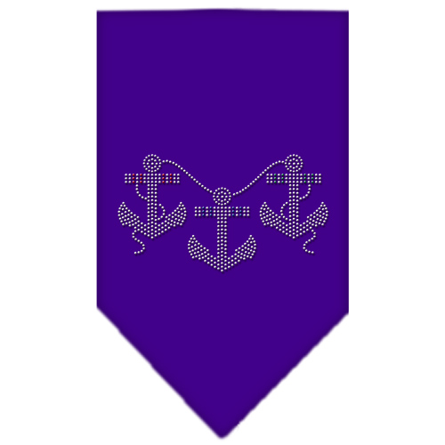 Anchors Rhinestone Bandana Purple Large